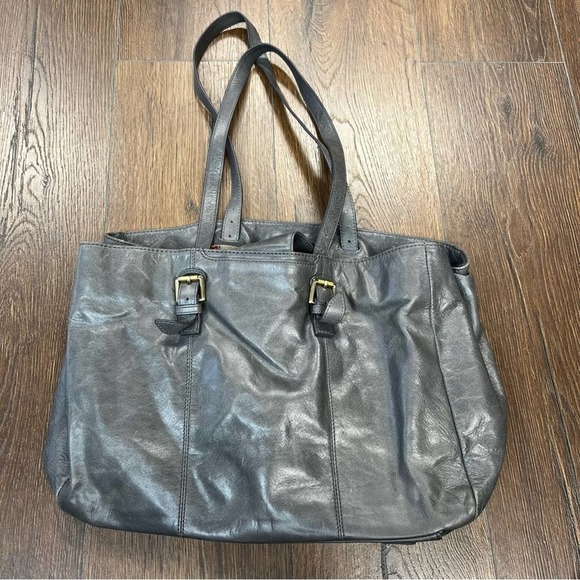 HOBO gray polished leather tote bag - Picture 1 of 11